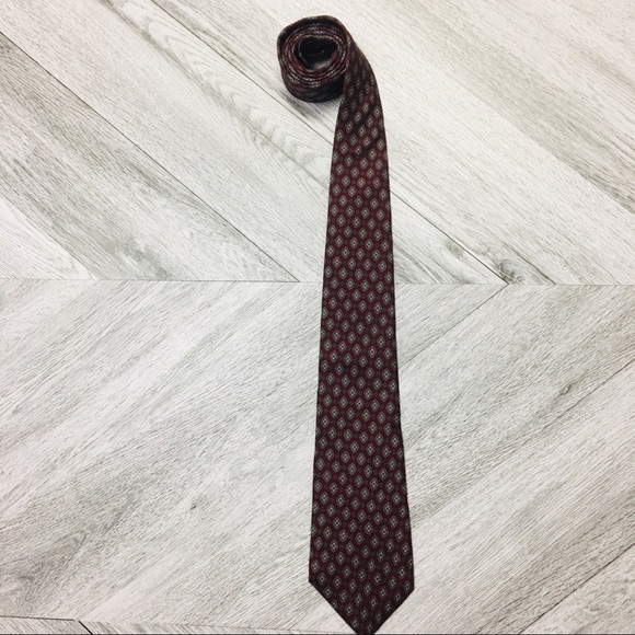 Christian Dior | Burgundy All Silk Printed Tie - Picture 1 of 5